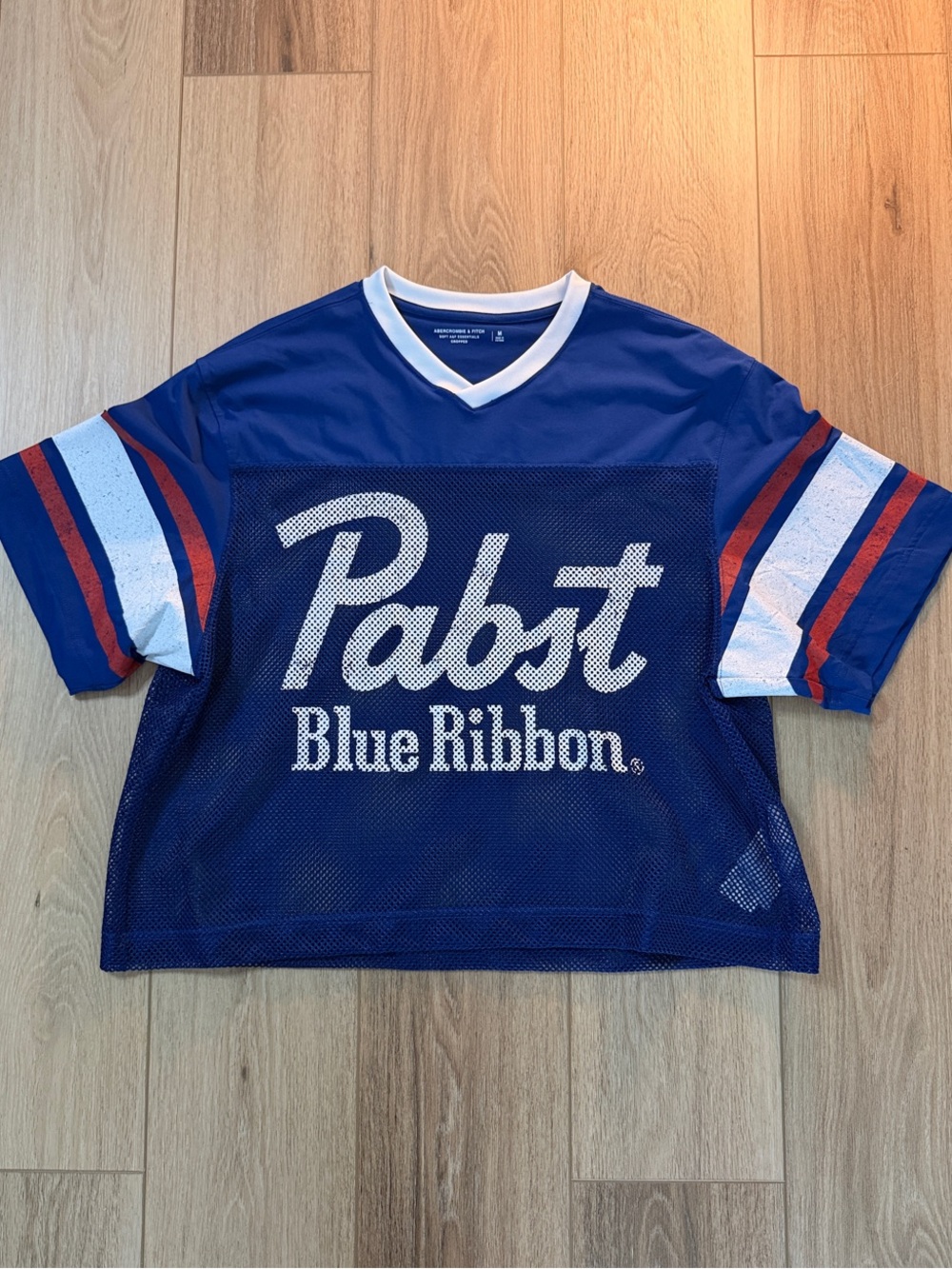 Men’s A&F Pabst Blue Ribbon Blue Mesh Logo Tee